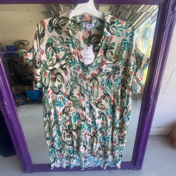 LOST + WANDER l The Seascape Button Up Beach Cover Up Summer Tropical New M/L - Picture 5 of 9